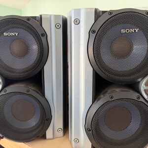 Sony Black and Silver Portable Speakers